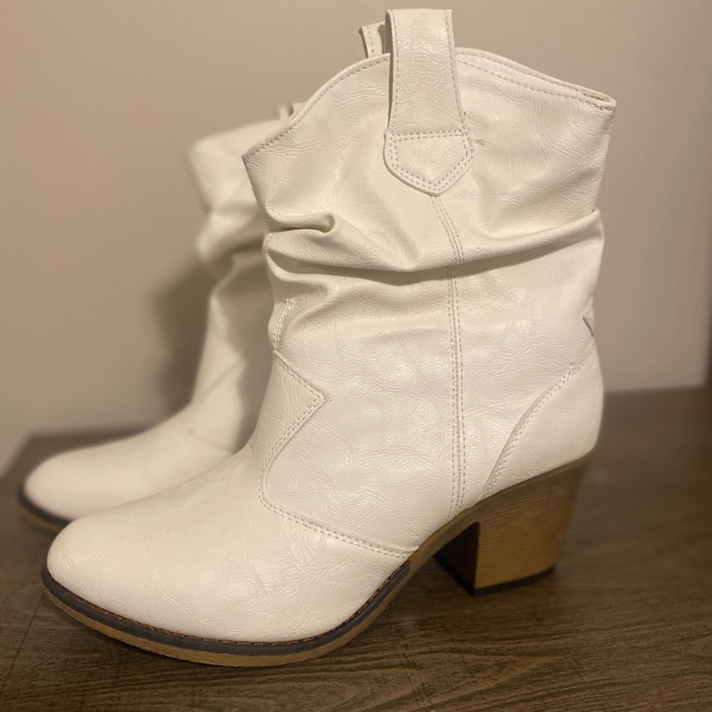 White ankle booties